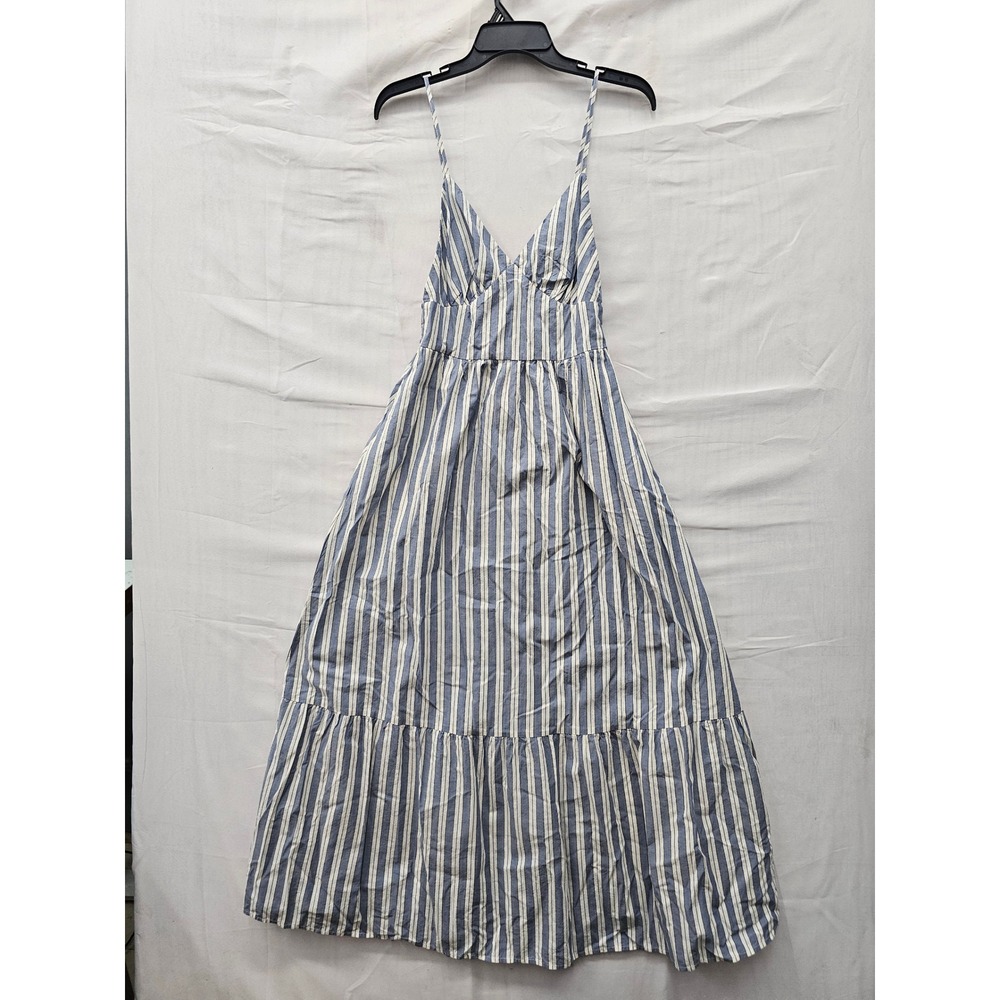 Universal Thread Womens Striped Tiered Maxi Dress Blue White Cotton Size XS